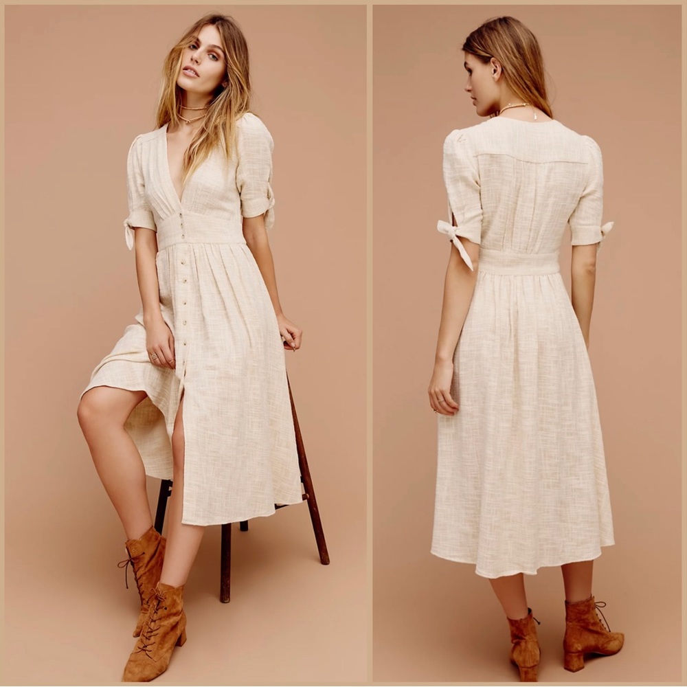 Free People Love Of My Life Midi Dress in Ivory Size L